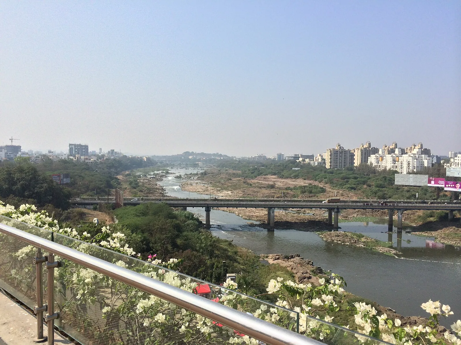 Pune skyline and the Mula-Mutha river seen from Koregaon Park